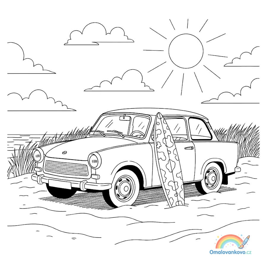Omalovánka Trabant 50 k vytisknutí na A4