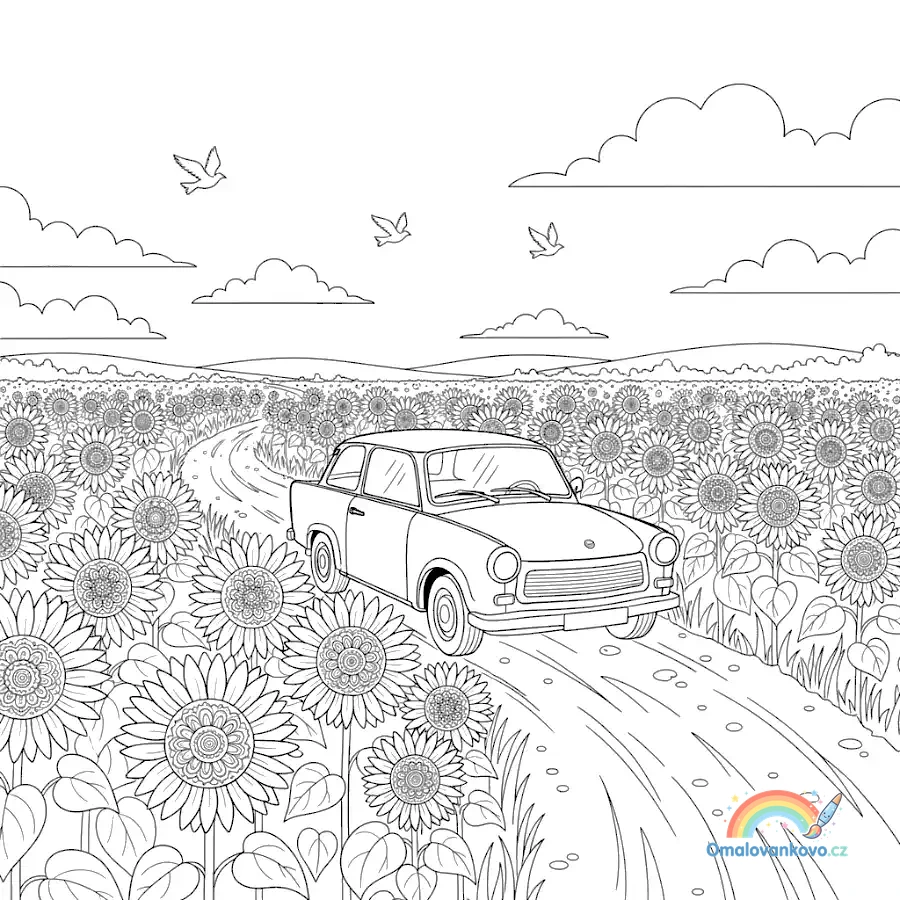 Omalovánka Trabant 37 k vytisknutí na A4