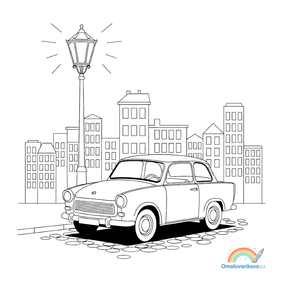 Omalovánka Trabant 2 k vytisknutí na A4