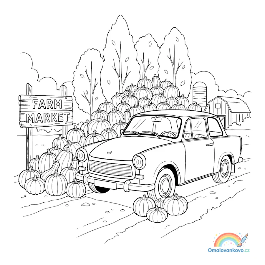 Omalovánka Trabant 19 k vytisknutí na A4