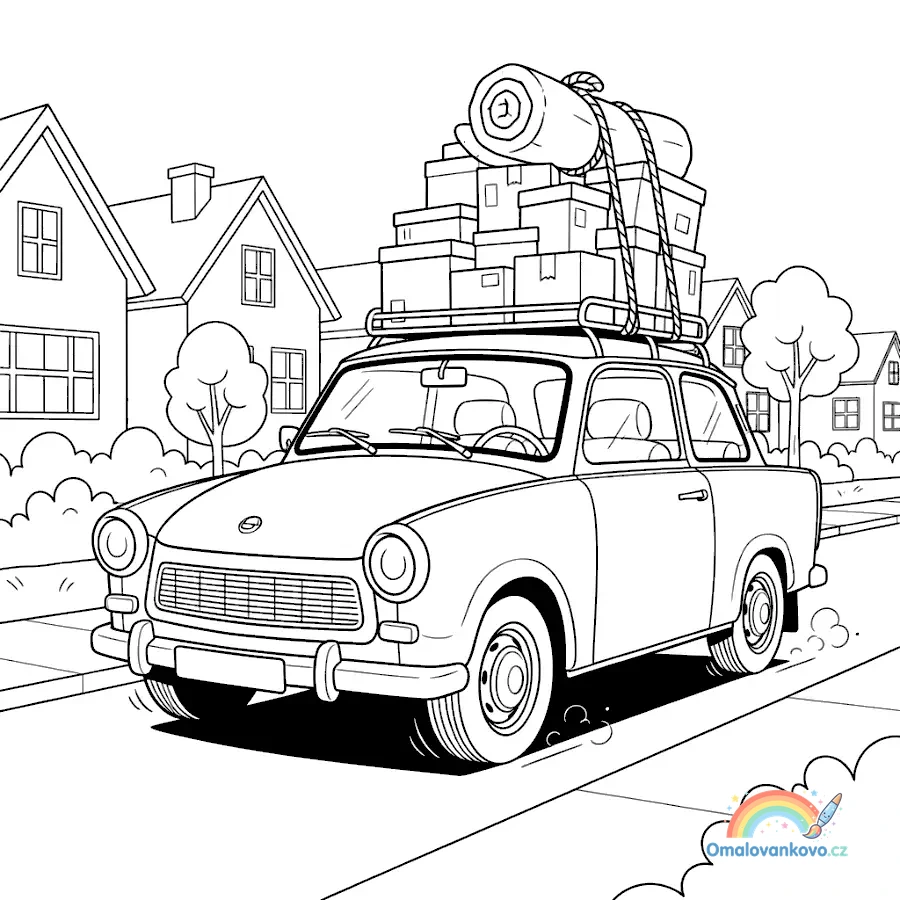 Omalovánka Trabant 33 k vytisknutí na A4