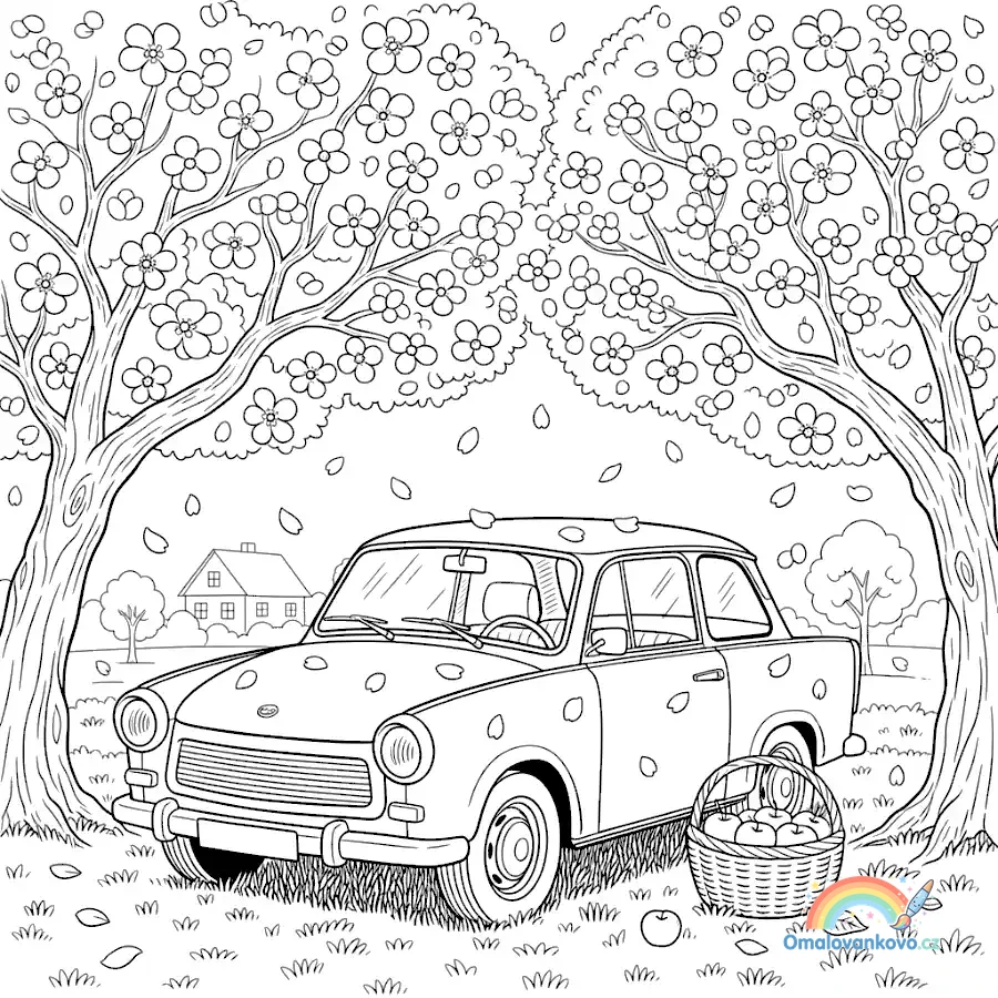 Omalovánka Trabant 35 k vytisknutí na A4