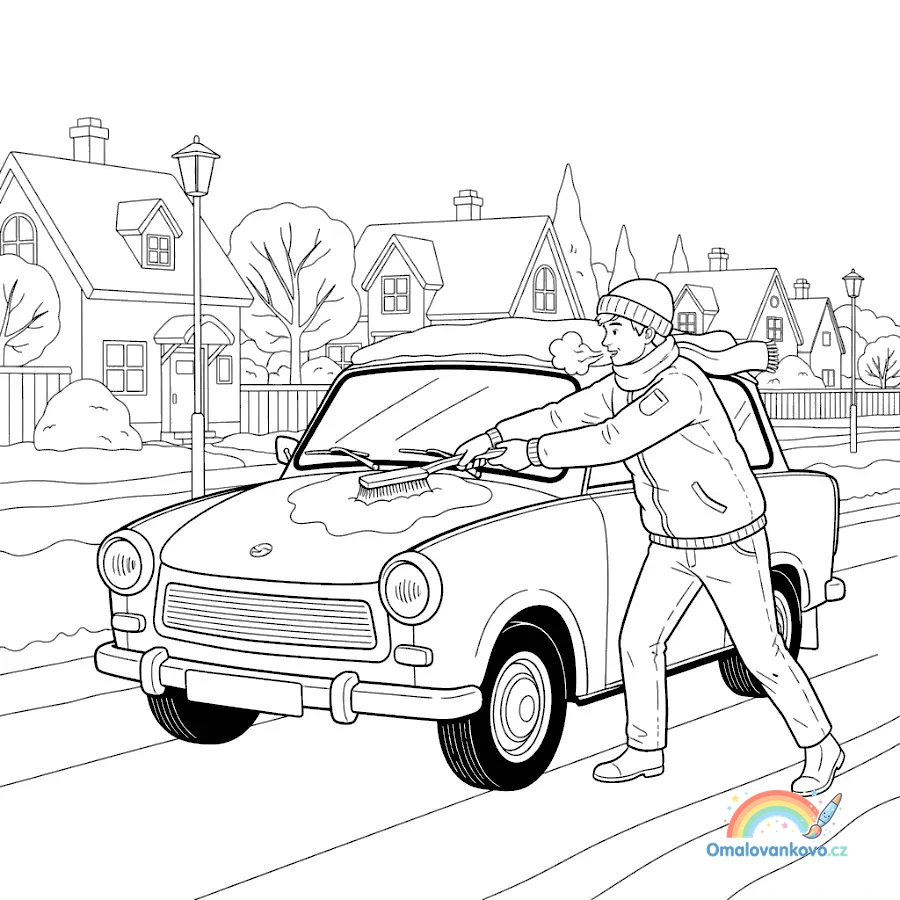 Omalovánka Trabant 8 k vytisknutí na A4