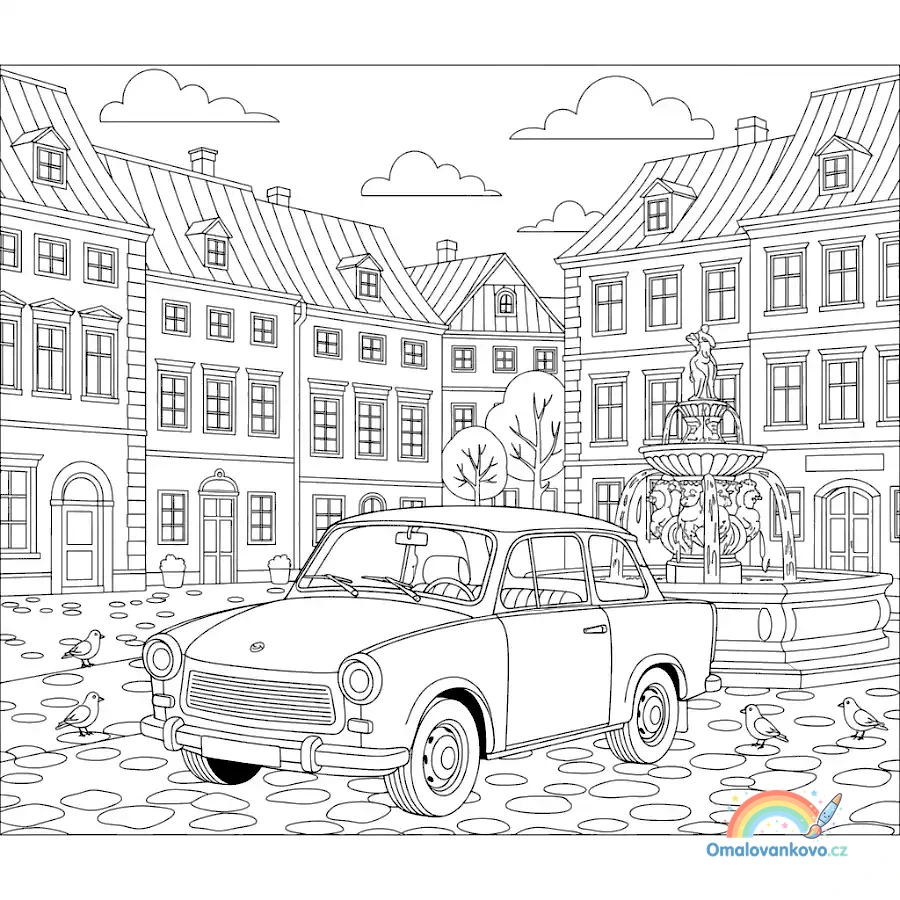 Omalovánka Trabant Auto 30 k vytisknutí na A4