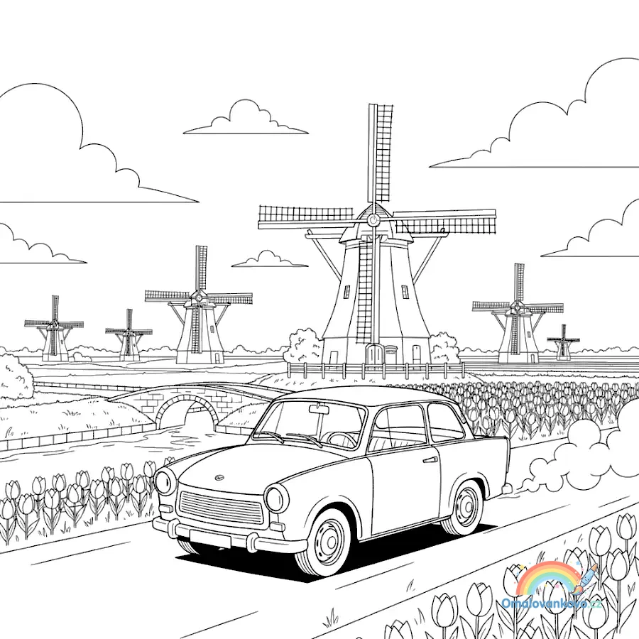 Omalovánka Trabant 17 k vytisknutí na A4