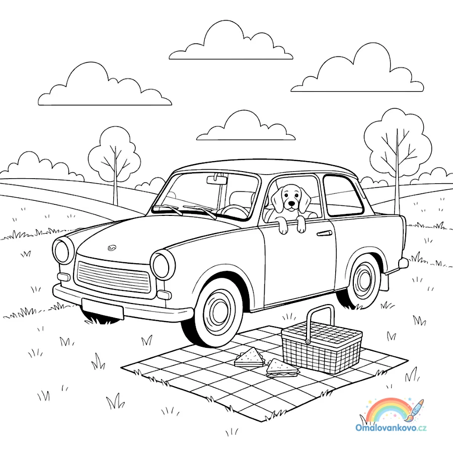 Omalovánka Trabant 31 k vytisknutí na A4
