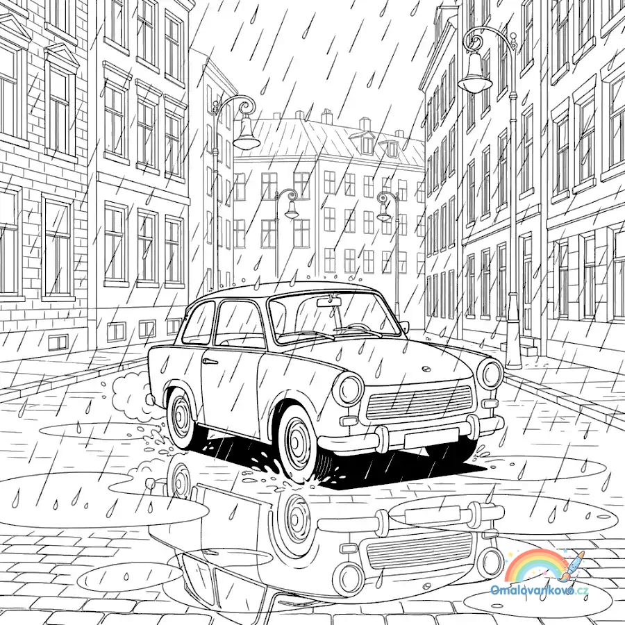 Omalovánka Trabant 42 k vytisknutí na A4