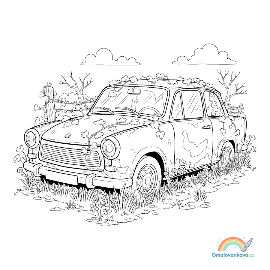 Omalovánka Trabant 26 k vytisknutí na A4