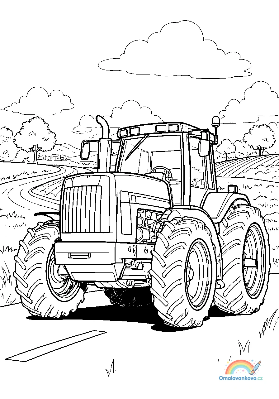 Omalovánka Malý traktor pro orbu k vytisknutí na A4