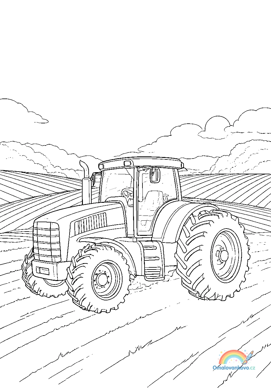 Omalovánka Traktor s úsměvem k vytisknutí na A4