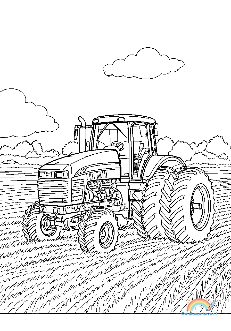 Omalovánka Traktor s řidičem k vytisknutí na A4