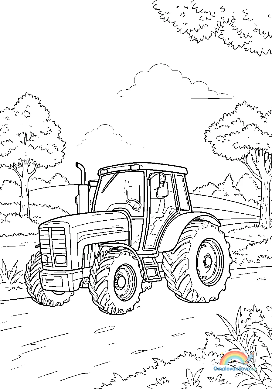 Omalovánka Traktor 3 k vytisknutí na A4