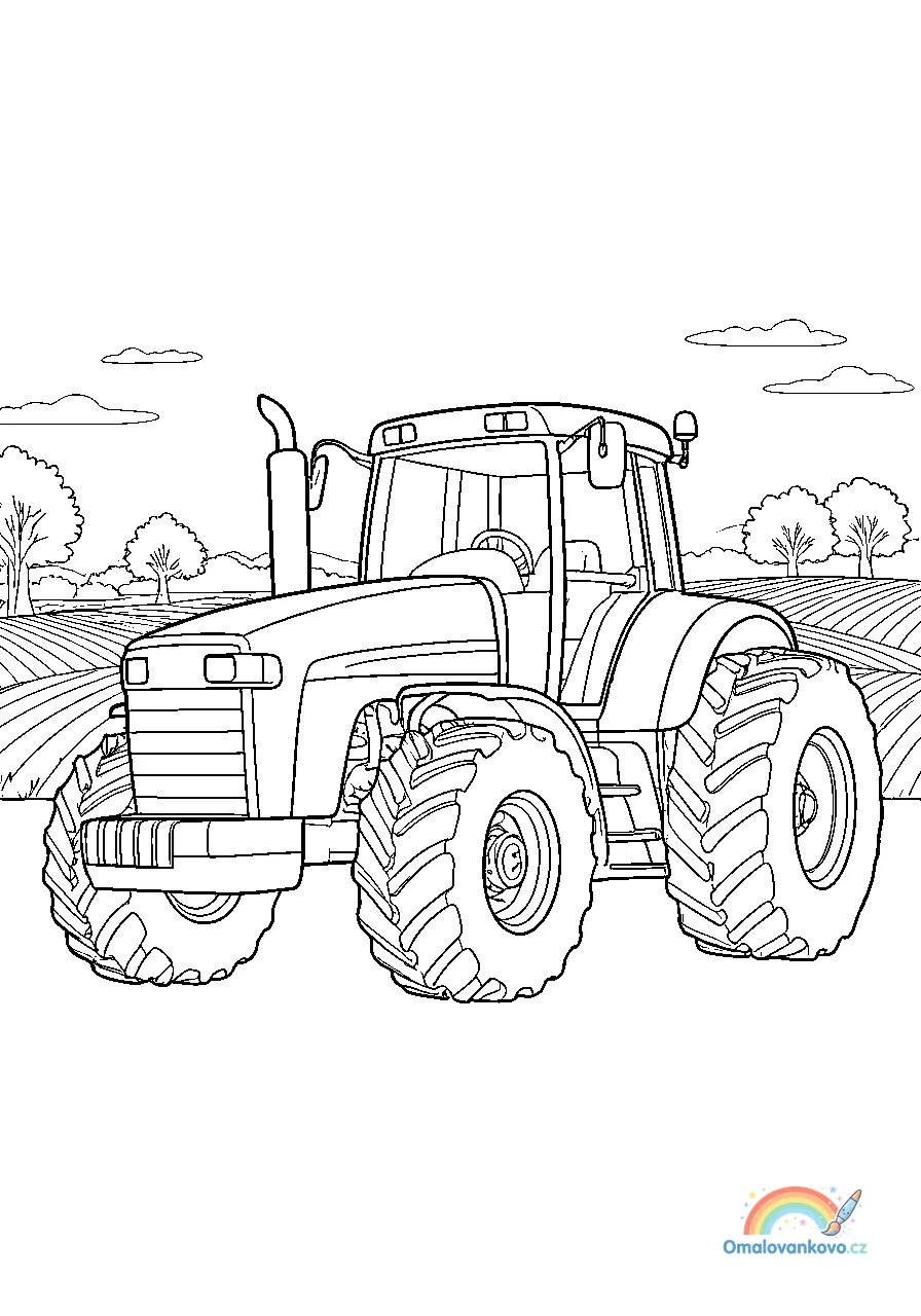 Omalovánka Traktor 5 k vytisknutí na A4