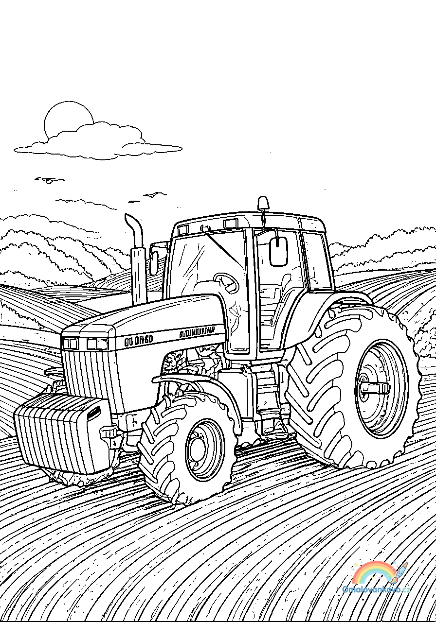 Omalovánka Traktor 7 k vytisknutí na A4