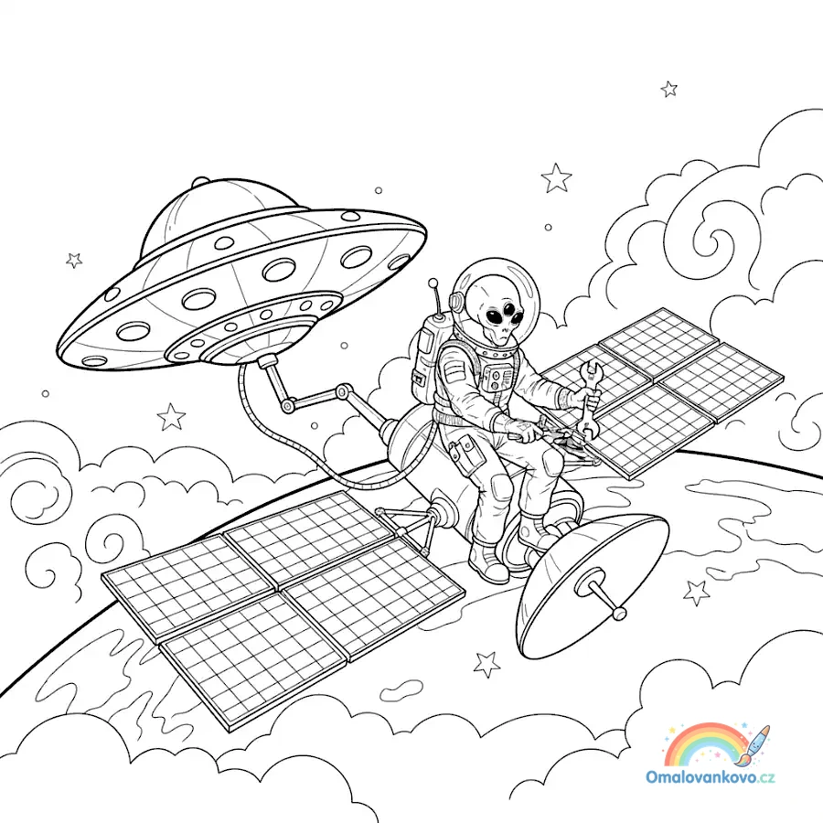 Omalovánka UFO 37 k vytisknutí na A4