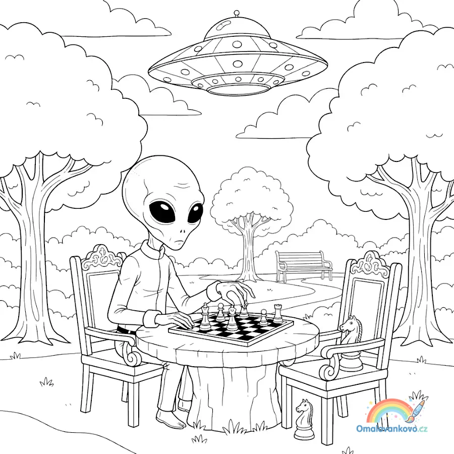 Omalovánka UFO 5 k vytisknutí na A4