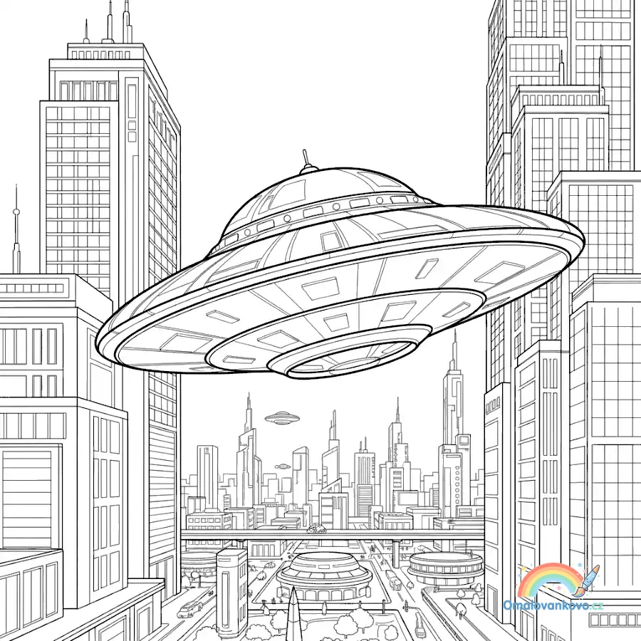 Omalovánka UFO 30 k vytisknutí na A4