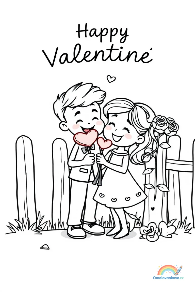 Omalovánka srdíčka k Valentýnu 15 k vytisknutí na A4