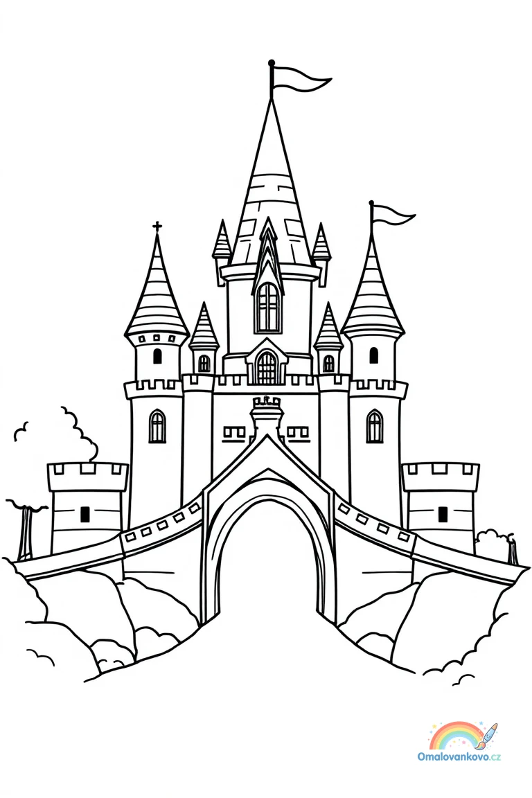 Středověký hrad nebo zámek 3 omalovánka zdarma